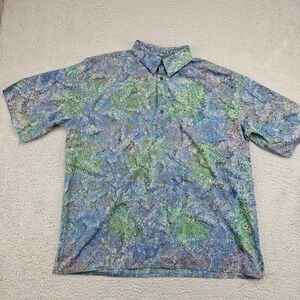 Pete Huntington Polo Shirt Mens XL Multicolor Batik Handcrafted Cotton Tropical